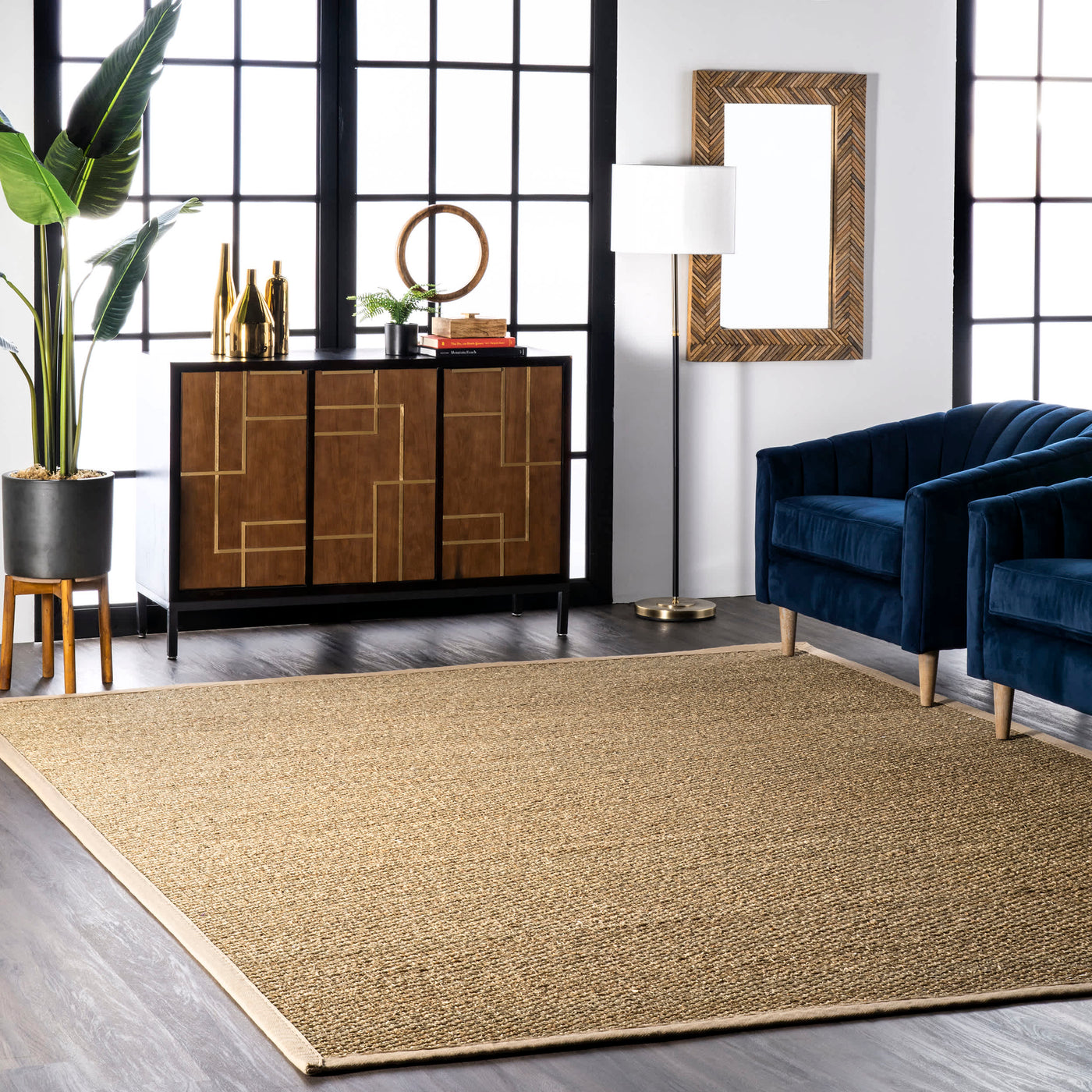 Elijah Seagrass with Border Area Rug — nuLOOM