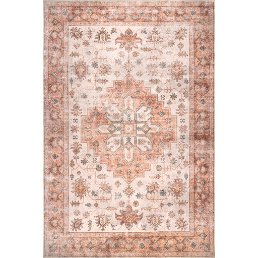 Gracie Distressed Medallion Machine Washable Area Rug — nuLOOM