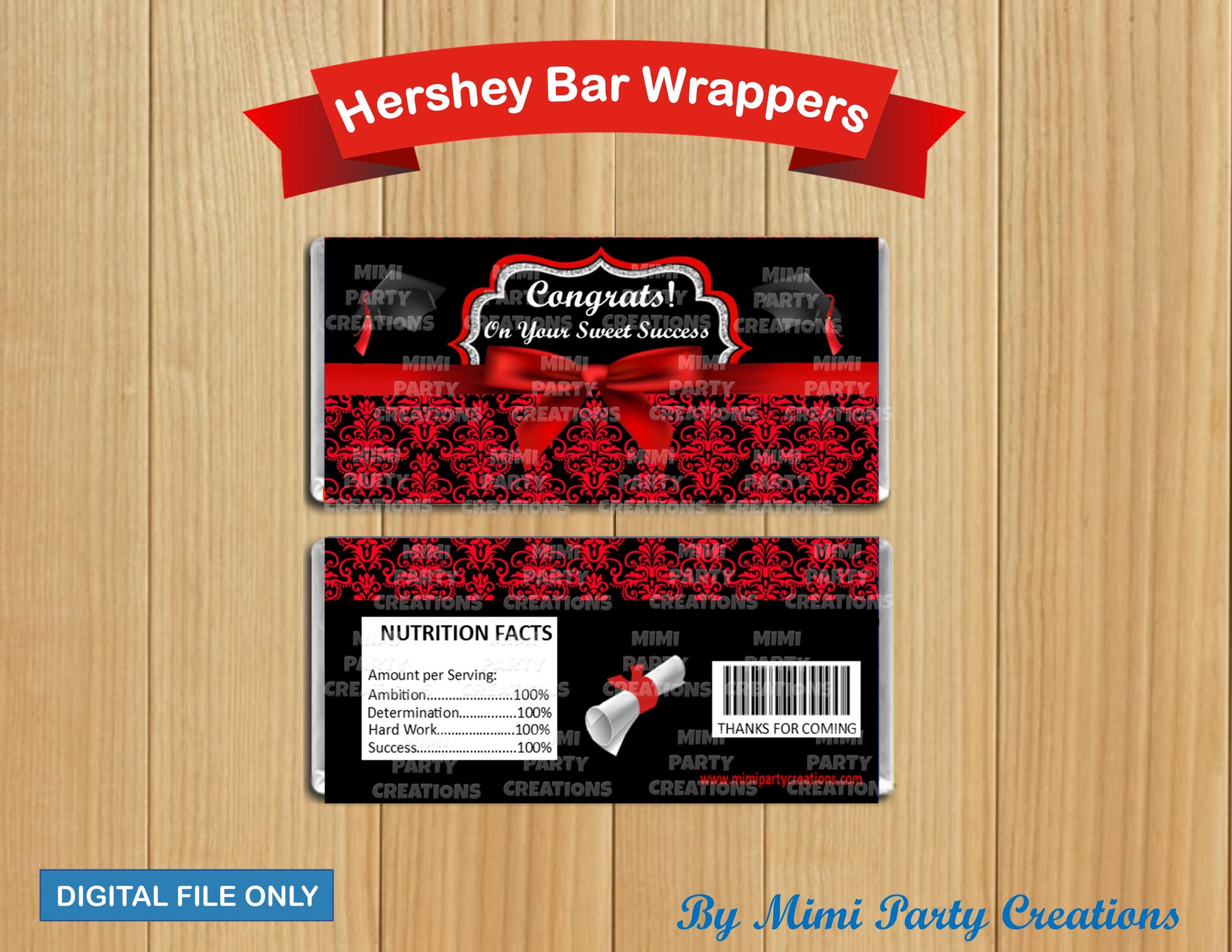Congrats On Your Sweet Success Design 1 Hershey Bar Wrapper Gra Mimi Party Creations - roblox birthday candy bar wrappers