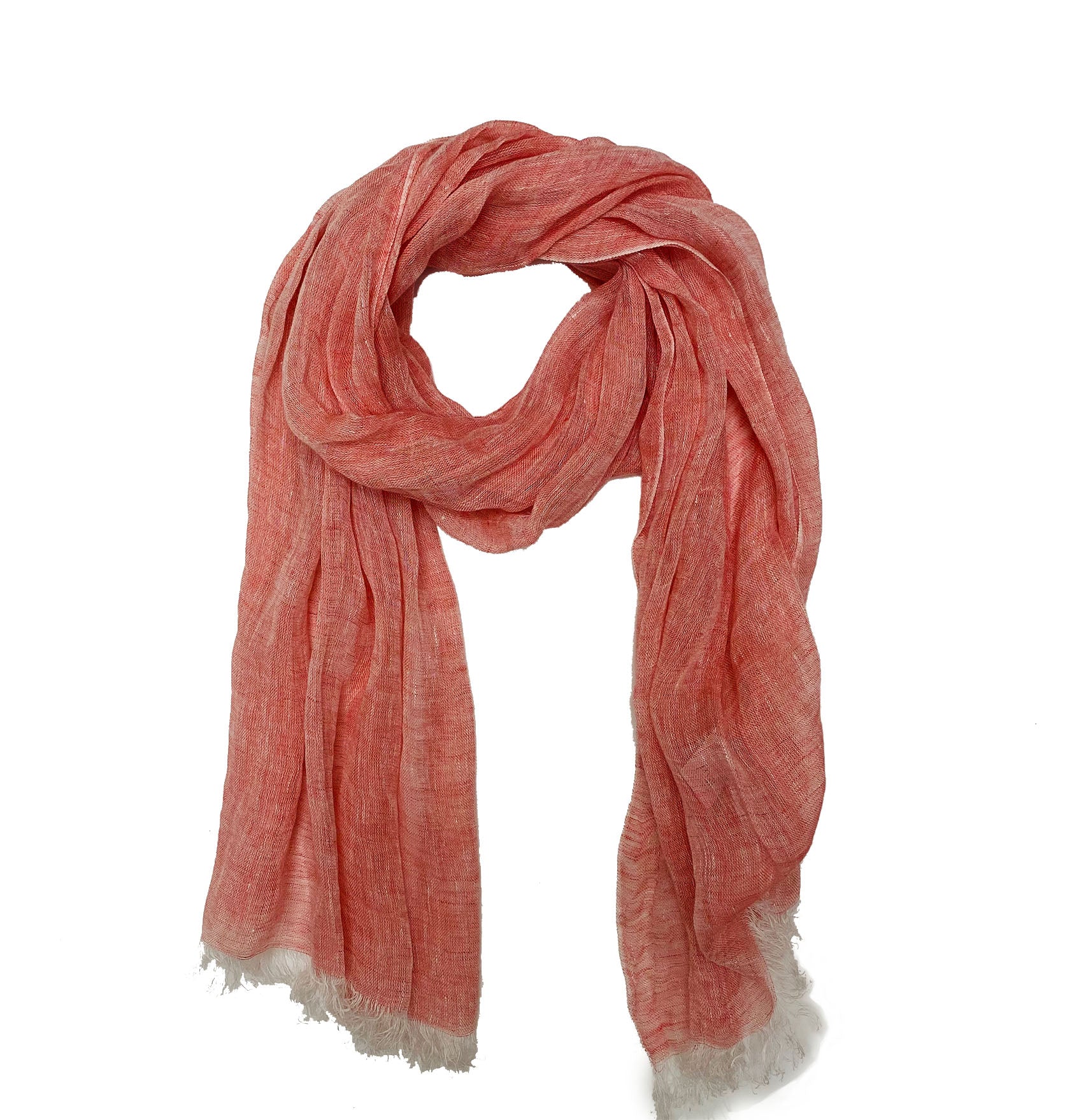 coral linen scarf