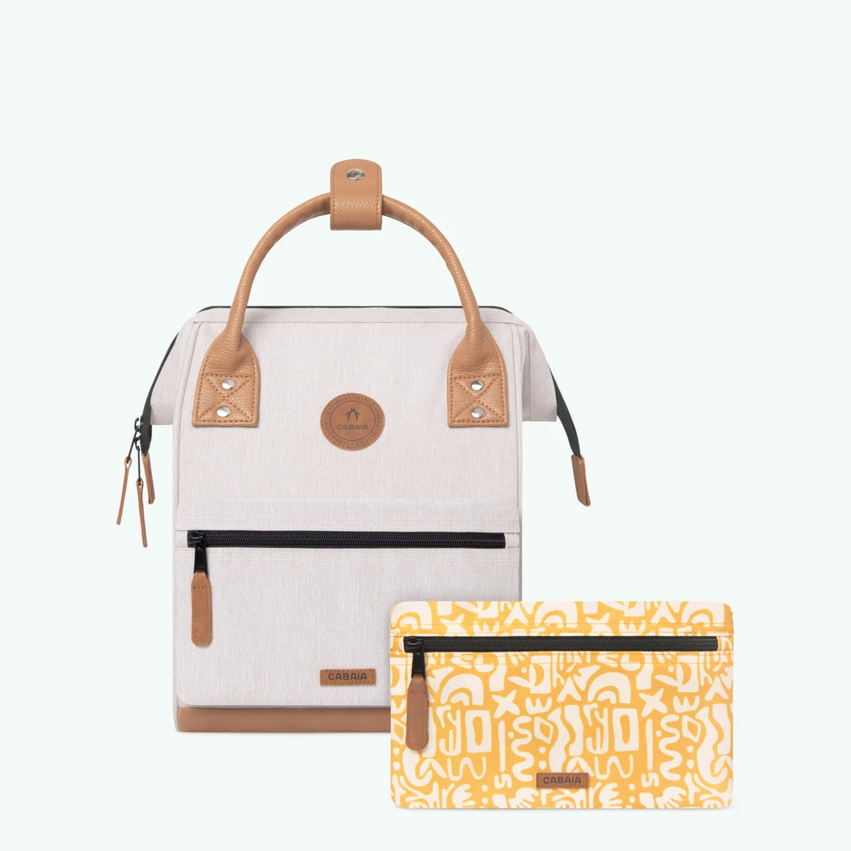 CABAIA - Beige Rucksack - 10L - Extra große Öffnung - Laptop Rucksack - Damen & Herren - Lehrertasche - Wasserdicht - Nachhaltig - Vegan