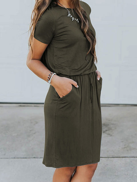 short sleeve midi casual dresses