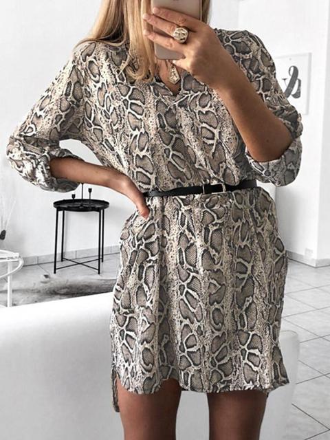 long sleeve leopard print shirt dress