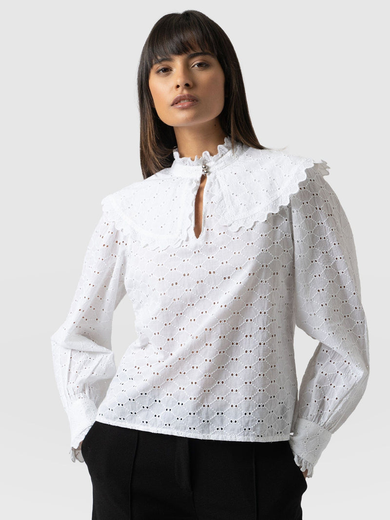 Courtney Collar Blouse White - Women's Shirts | Saint + Sofia® EU ...