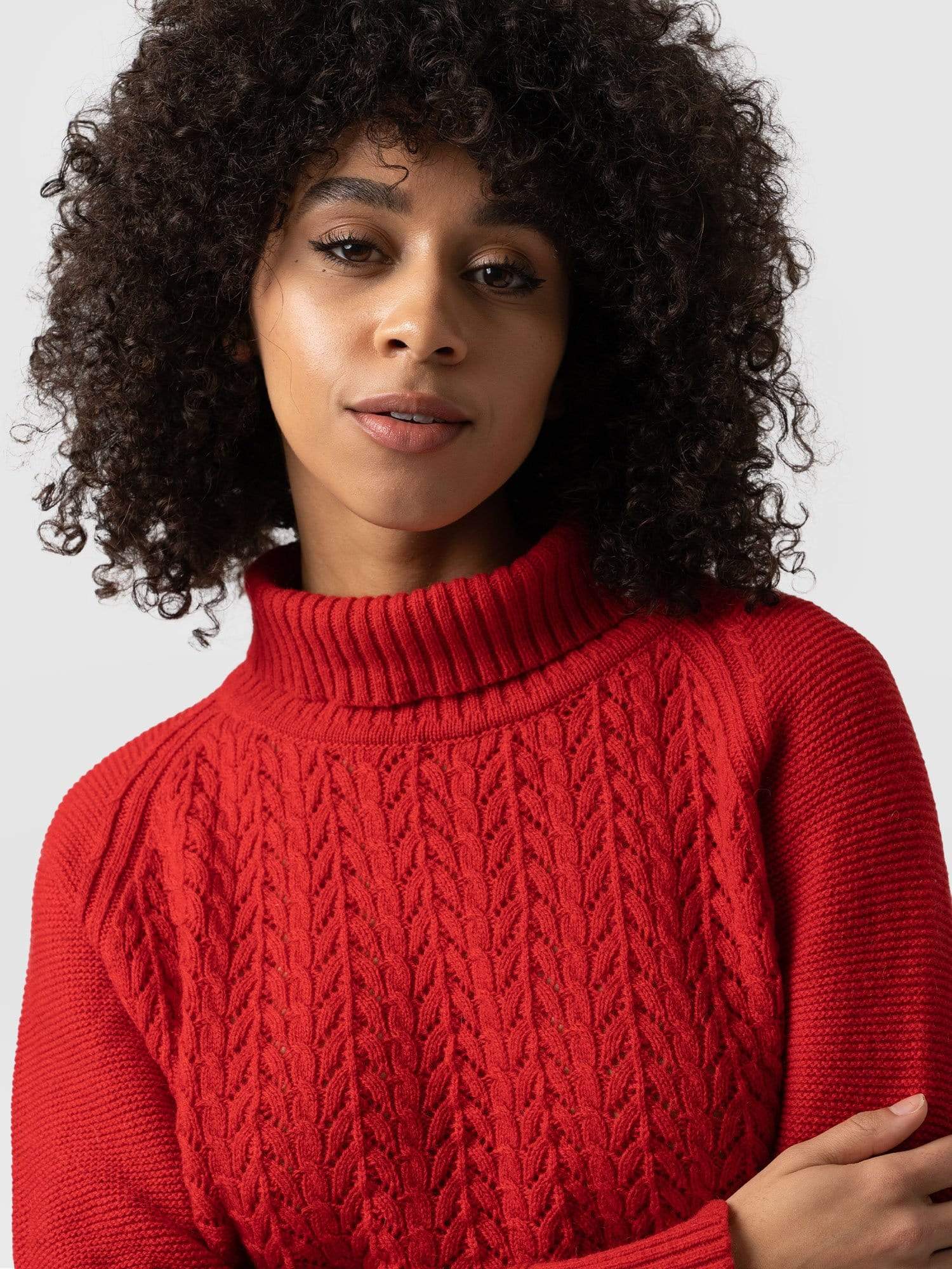 Glen Cable Knit Jumper Red Women's Jumpers Saint + Sofia® EU