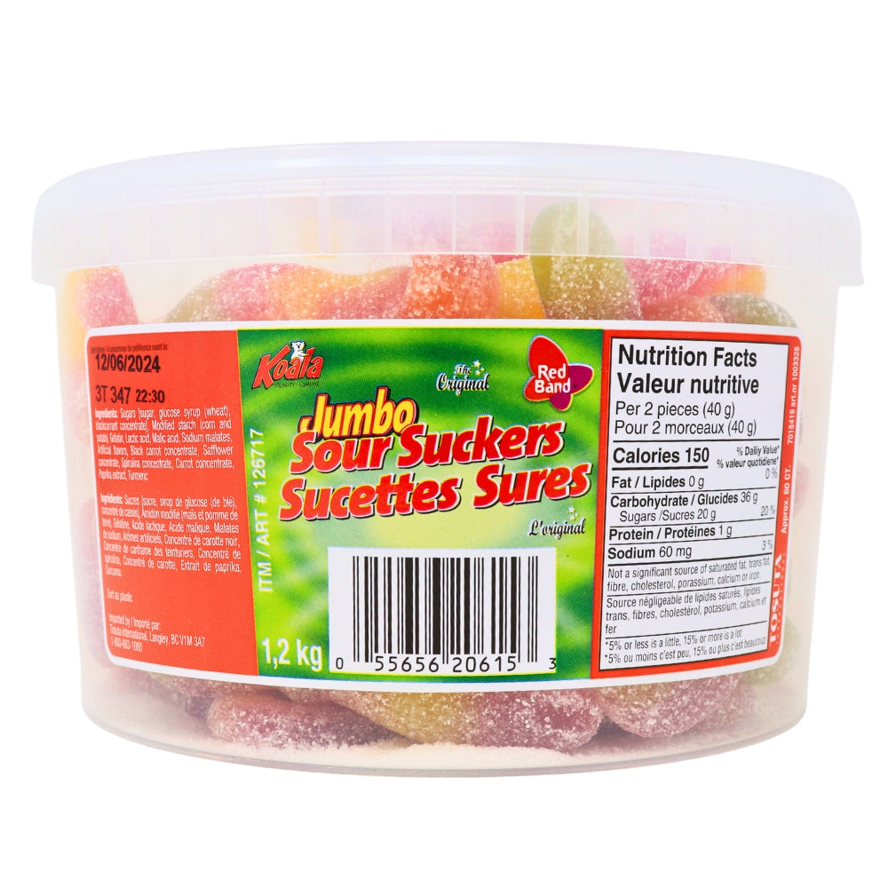 Koala Jumbo Sour Suckers Tub - 60 CT - Candy Funhouse CA product image