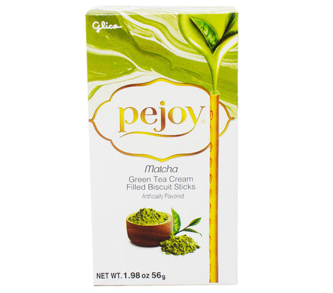 Pejoy Matcha - Japanese Snack - Crispy Biscuit Sticks - Matcha-Flavoured Filling - Sweet and Earthy Flavour - Satisfying Crunch