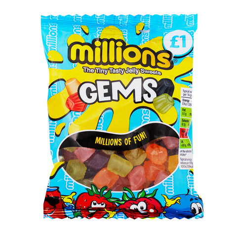 Millions Gems - Fruity Flavours - Chewy Candies - Bite-Sized - Vibrant Colours - Candy Fun - Snack