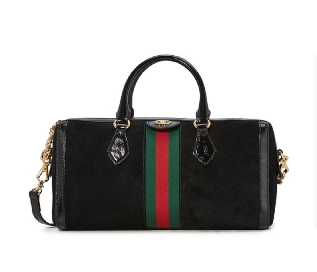 Gucci Black Ophidia Suede Web Stripe 