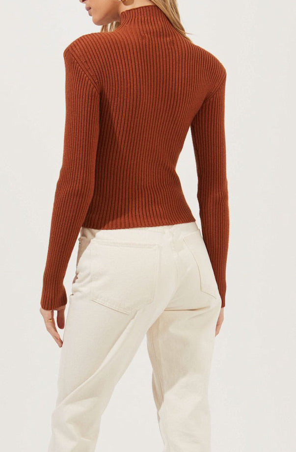 Marli Fitted Mock Neck Long Sleeve Sweater