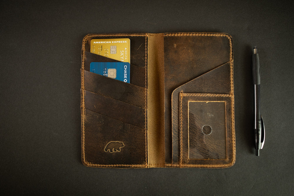 leather checkbook wallet