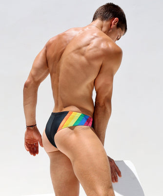 RUFSKIN® DALTON SMOKE Shiny Stretch-Nylon T-Back / Thong Swimwear Brief