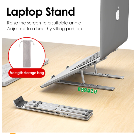 Foldable laptop stand in several positions