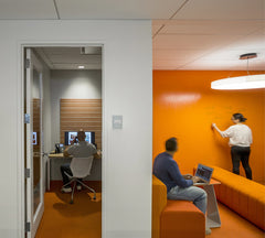 orange whiteboard walls with transparent whiteboard paint