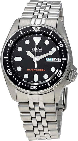 Seiko ساعة SKX013K2 بمينا أسود أوتوماتيكية للغواصين متوسطة الحجم للغواص بطول 200 متر