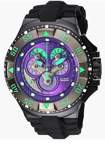 Invicta 18563 'Excursion' Swiss Quartz Stainless Steel and Silicone Black and Purple Watch