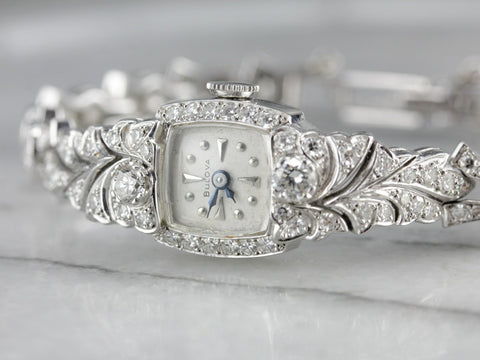 Diamante platino Bulova Muñeca de damas reloj