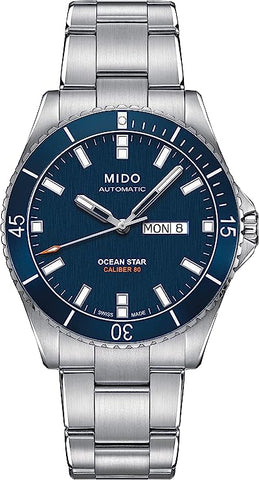 Mido Herren M026.430.11.041.00 Ocean Star Analog Automatisch blauer Edelstahl 660 Fuß Tauchgang Uhr