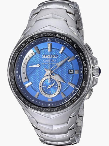 Seiko Coutura SSG019 Blue Dial Men's Radio Sync Solar Dual Time reloj