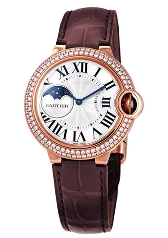 Cartier Ballon Bleu 18kt Orologio da donna automatico in fase moonfase in oro rosa