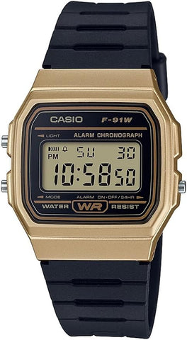 Casio ساعة رياضية رقمية بسوار راتنج كلاسيكي F91W-1