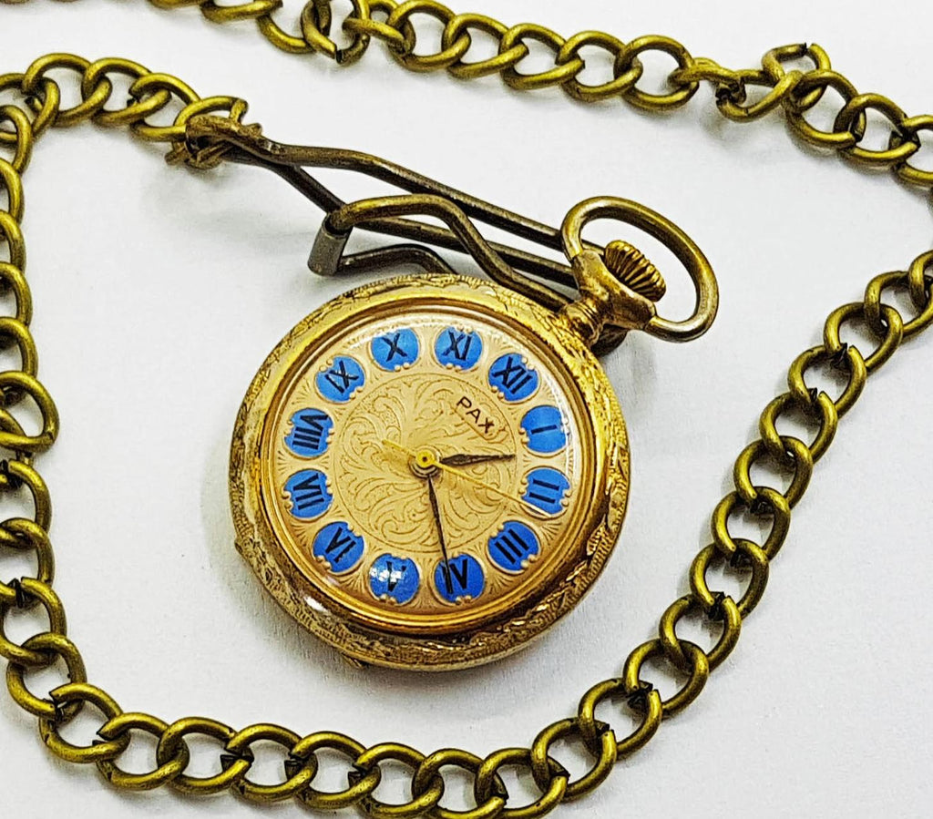 Pax Gold-tone Vintage Pocket Watch | Unique Medallion Watches