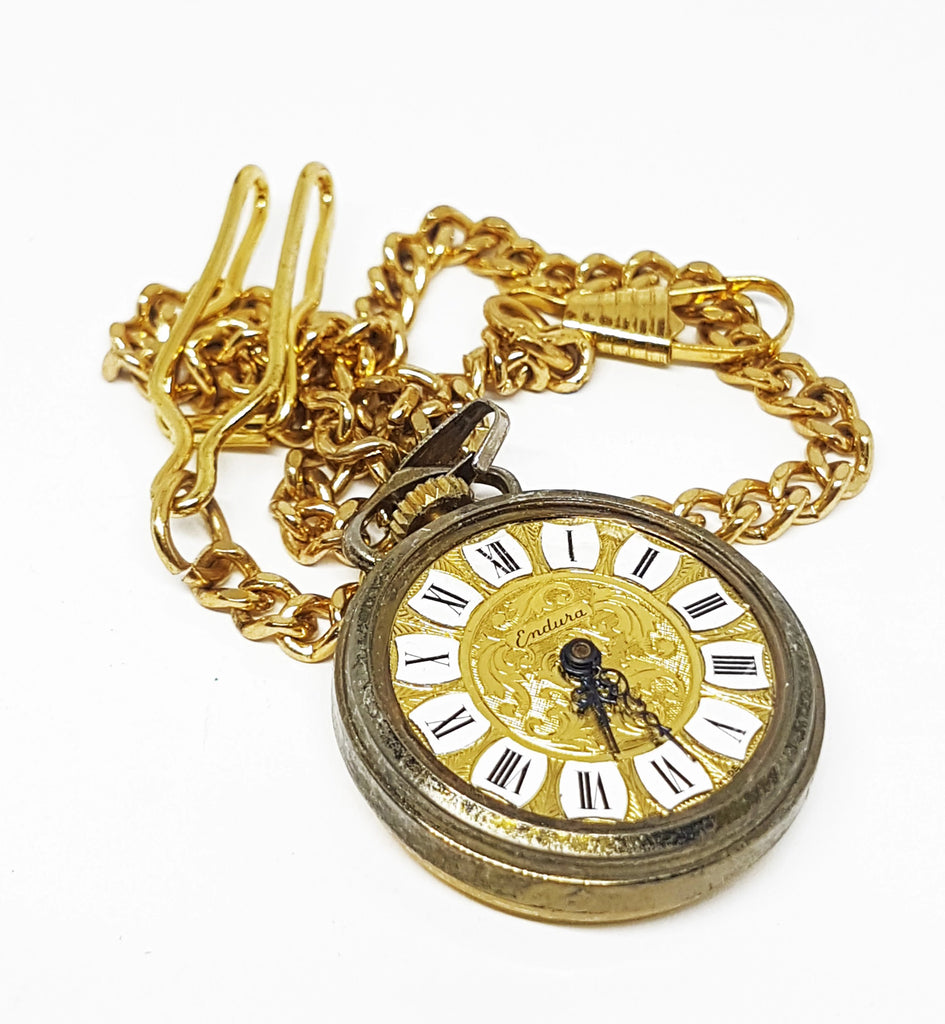 Vintage Endura Swiss Pocket Watch | Gold-tone Vintage Pendant