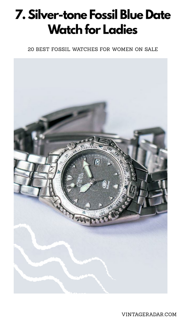 Silver-tone Fossil Date Watch for Ladies