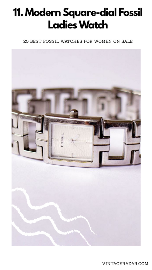 Silver-Tone Square Fossil montre