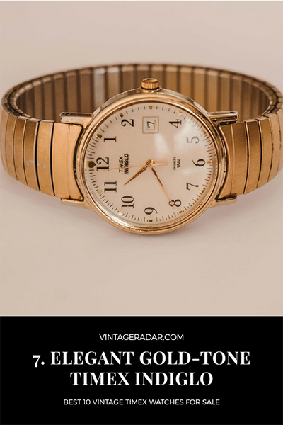 Vintage 1990s Gold Timex Indiglo Date Watch