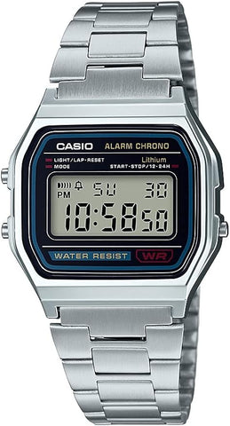 Casio A158WA-1DF MENDE en acier inoxydable en acier inoxydable