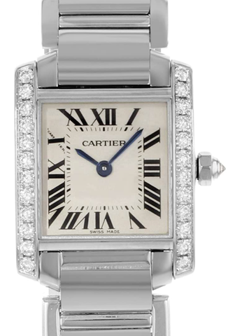 Cartier Tank Francaise 18kt Gold de oro blanco Diamantes Damas reloj WE1002S3