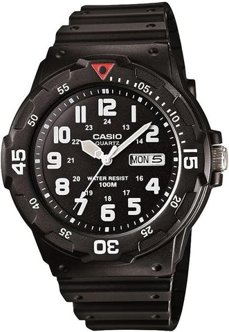 Casio EAW-MRW-200H-1BV ساعة غوص للرجال MRW200H-1BV من الراتنج الأسود