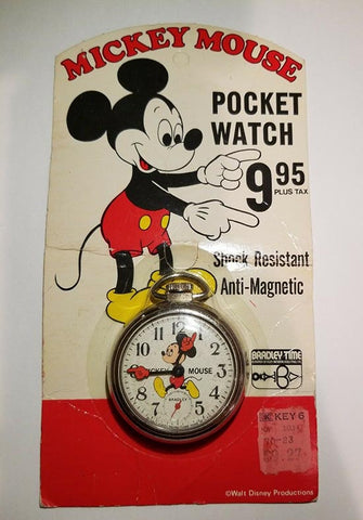 1970s Mickey Mouse Bradley Mechanical Pocket Watch