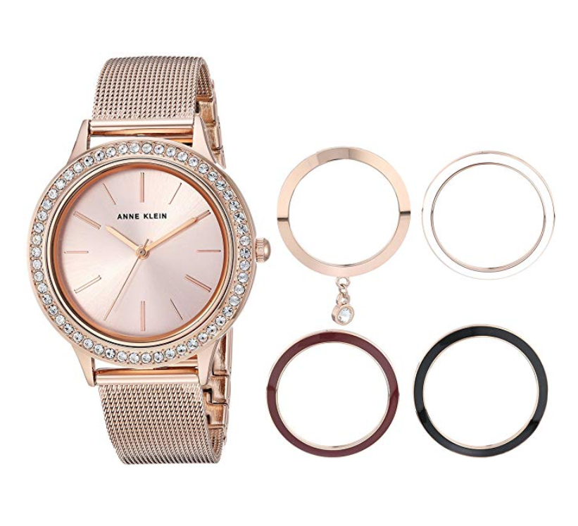 Anne Klein Women's Swarovski Crystal Accented Watch and Interchangeable Bezel Set