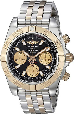 Breitling Men's Watch CB014012-BA53-378C Chronomat 41 Automatisches schwarzes Zifferblatt 18K Roségold und Stahl