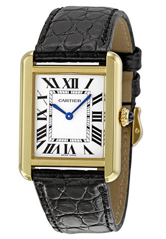 Cartier Frauen W5200002 Tank Solo Schwarzes Lederband Uhr