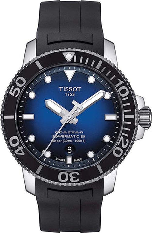 Tissot SEASTAR POWERMATIQUE MENSAR 1000 pieds en acier inoxydable Diving Swiss fait montre