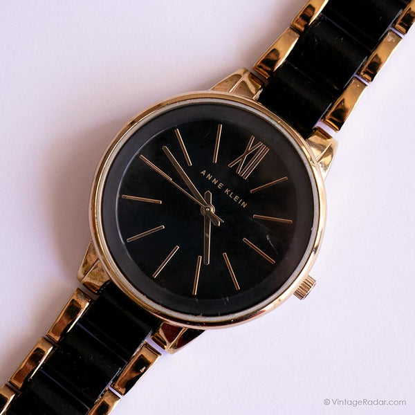 Vintage Black Dial Anne Klein Watch Elegant Ladies Wristwatch
