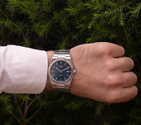 Tissot Prx reloj con dial azul
