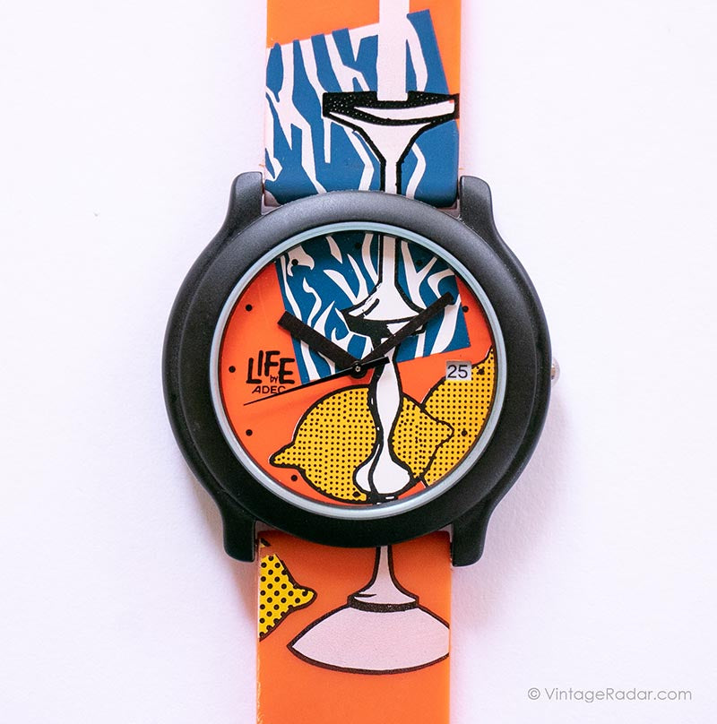 Orange Pop Art Life von ADEC Uhr