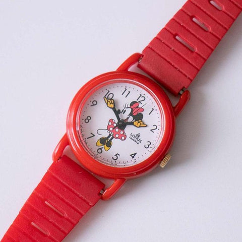 Jahrgang Minnie Mouse Lorus Quarz Uhr | Rote Minnie -Frauen Uhr