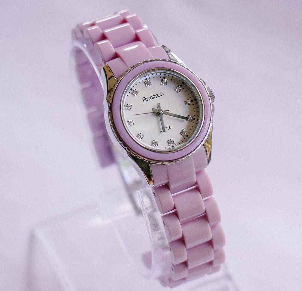 Silver-tone Armitron Now Quartz Watch for Ladies with Pink Bracelet