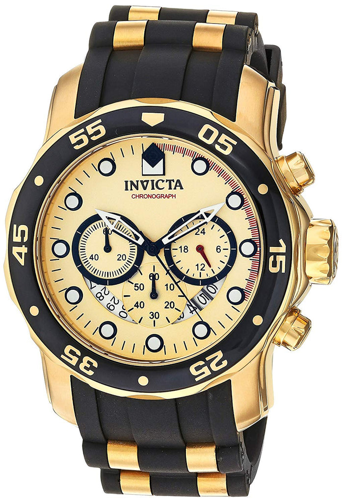 Invicta Men's 17884 Pro Diver 18K Gold Ion-plaqué acier inoxydable Chronograph montre
