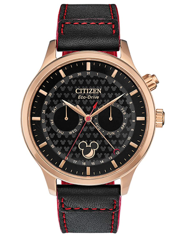 Citizen Men's Disney Stainless Steel Quartz Watch with Leather Strap, Black, 22 Model: AP1053-23W