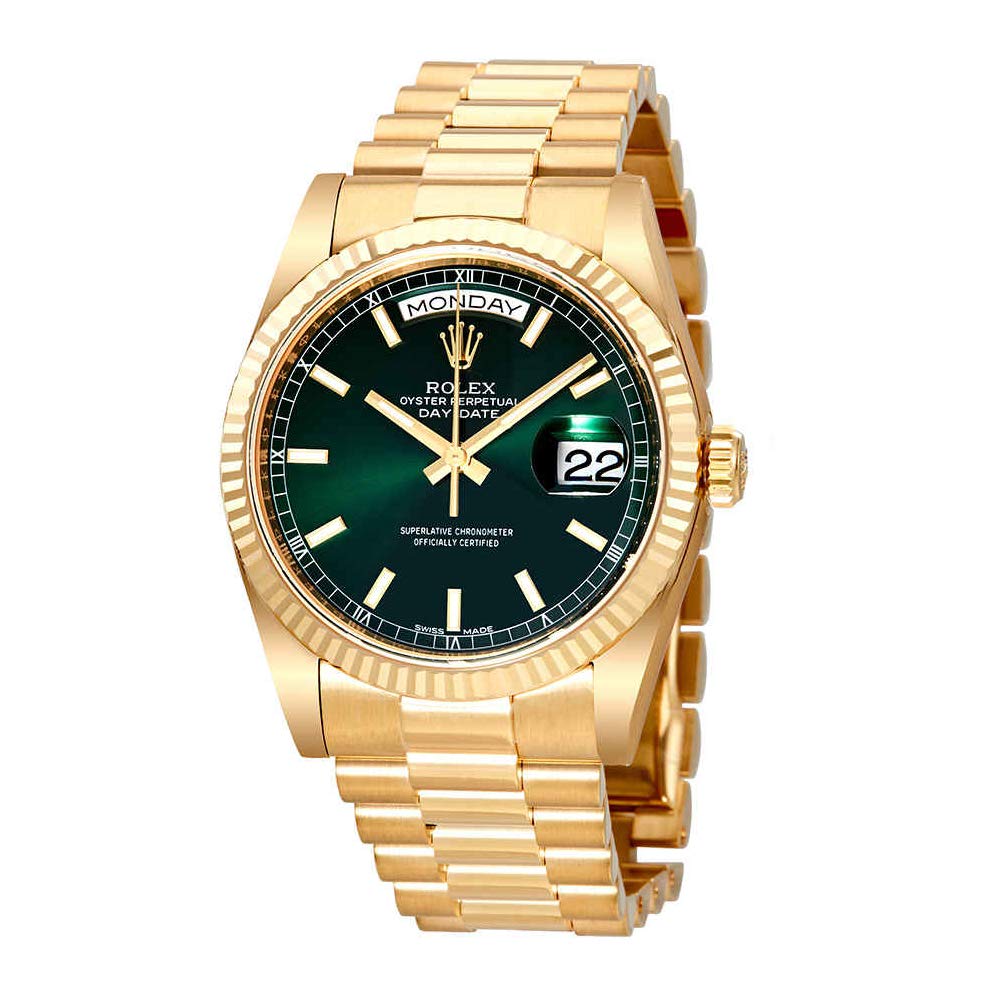 Día del día Rolex Dial champán Automático de oro amarillo de 18k automático reloj 118238gnsp