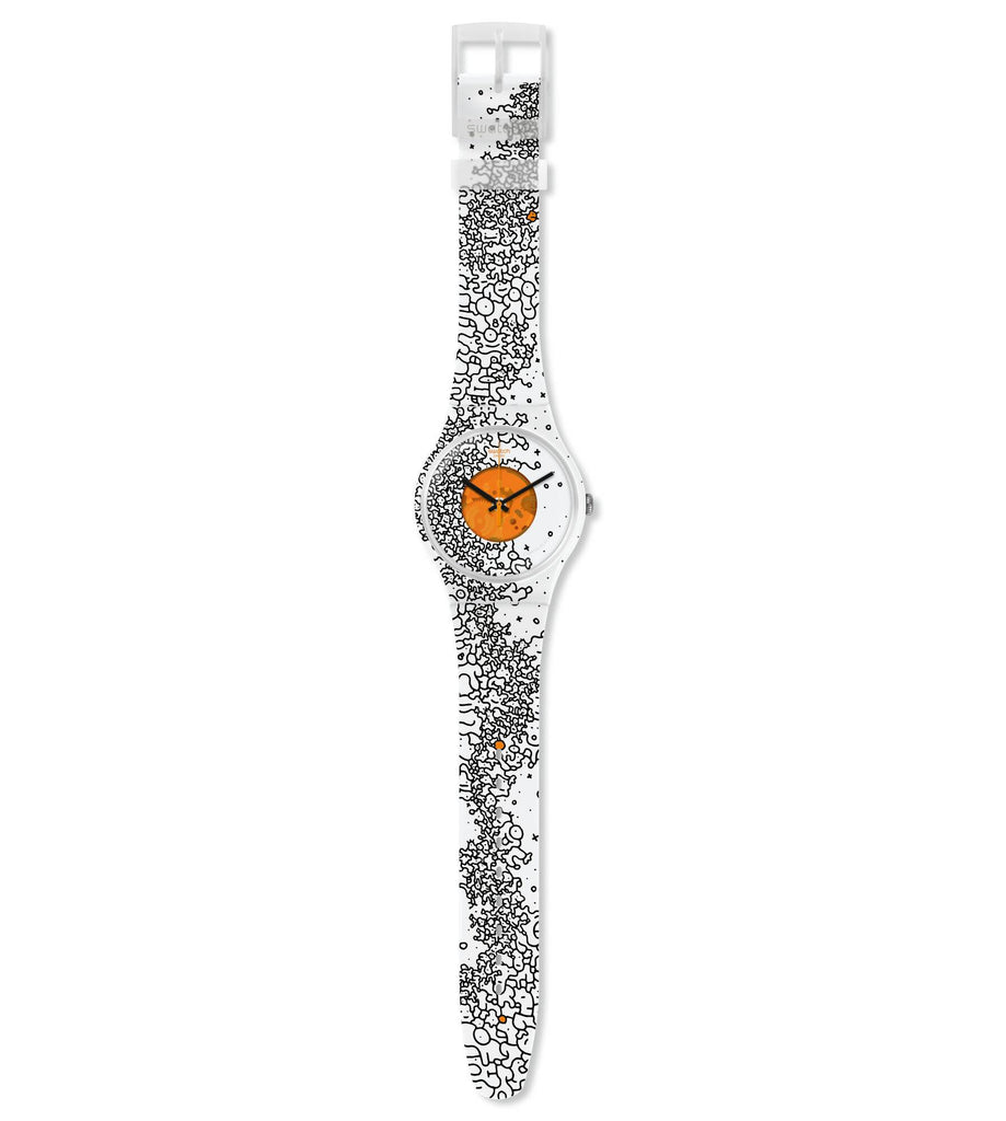 Swatch Movimiento de cuarzo de empuje de naranja Dial multicolor unisex reloj Suow167 | Vintageradar.com