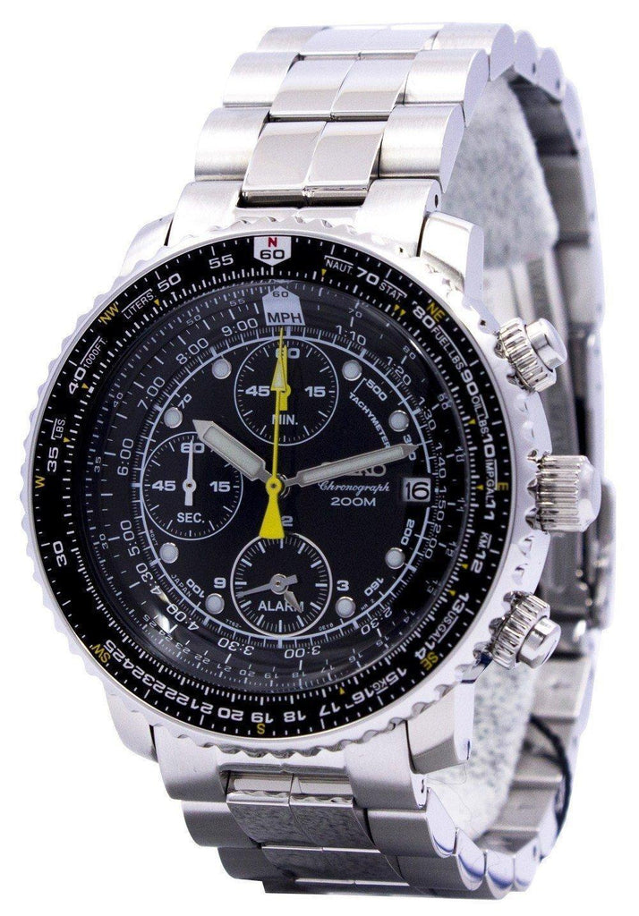 Seiko Men's SNA411 Flight Alarm Chronograph Watch