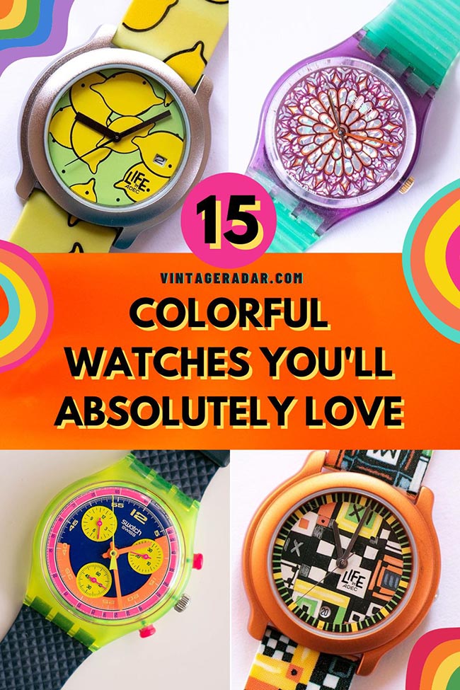 15 montres colorées - montres aux couleurs vives