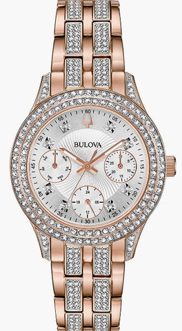 Bulova Oro rosa de cristal swarovski reloj